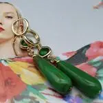 Авторские серьги с натуральными камнями - зеленый агат