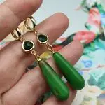 Авторские серьги с зелеными агатами