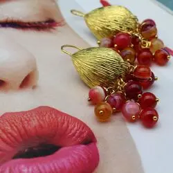 Серьги с разноцветными агатами