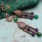 Серьги гирлянды из аметистов и хризопраза