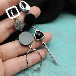 Серьги асимметричные с натуральными камнями