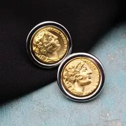 Серьги гвоздики со старинными монетами