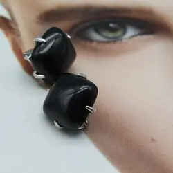 Серьги с черными агатами