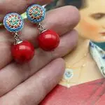 Авторские серьги с натуральными коралами