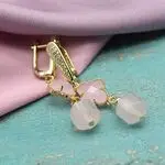 Серьги клевер с розовым кварцем