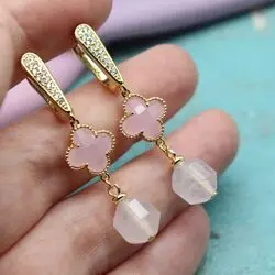 Серьги с розовым кваврцем