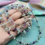 Бусы с аквамарином и аметистом