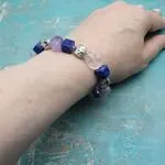 Браслеты с синими камнями - аметист, розовый кварц, варисцит