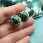 Серьги из серебра и малахита