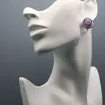Серебряные серьги с сиреневыми камнями - флюорит