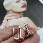 Серьги из серебра и родохразита