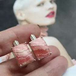 Серьги с родохразитом