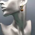 Серьги винтажные с тигровым глазом