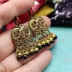 Серьги в этностиле с гранатами