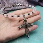Авторские украшения с камнями - натуральный гранат, розовый кварц