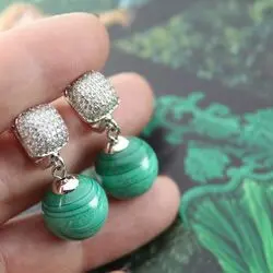 Серьги из серебра и малахита