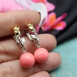 Серьги с натуральным розовым кораллом