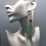 Серьги авторские с малиновым халцедоном