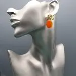 Серьги с филигранью и натуральными камнями - сердолик