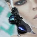 Серьги с черным барочным жемчугом