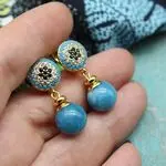 Серьги с голубыми камнями - агаты, аквамарины