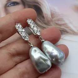 серьги с серебряным барочным жемчугом