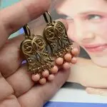 Серьги в этностиле с натуральным кораллом