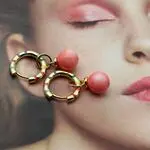 Коралловые серьги  - розовый коралл