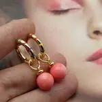 Серьги конго с розовым кораллом - серьги с подвесками