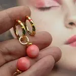 Серьги с розовым кораллом - авторские украшения