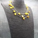 Многорядное колье с кораллом и гематитом
