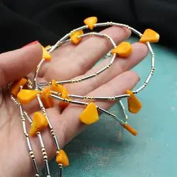 Колье с желтым кораллом