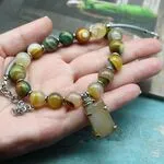 Колье авторские - друза, зеленый агат