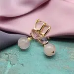 Дизайнерские серьги с розовыми камнями