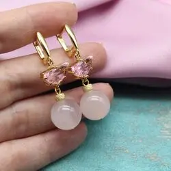 Серьги с розовым кварцем
