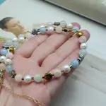 Колье с жемчугом и аквамарином