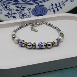 Браслет с жемчугом и фарфором