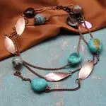 Колье с натуральными камнями - хризоколла, раухтопаз