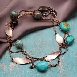 сотуар с натуральными камнями - хризоколла