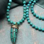 Украшения с бирюзой - колье с зеленой бирюзой