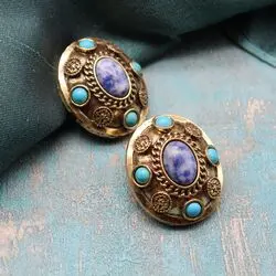 Серьги в винтажном стиле с бирюзой