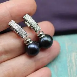 Серьги с черным жемчугом