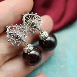Серьги с гранатами