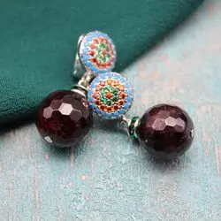 Серьги с граненым гранатом