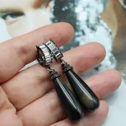 Серьги капли соколинный глаз