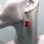 Авторские серьги - красные кораллы