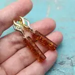 Золотые серьги с янтарем