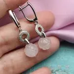 Серебряные серьги с розовым кварцем