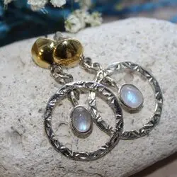 Стильные серебряные серьги с лунным камнем